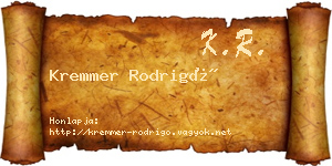 Kremmer Rodrigó névjegykártya